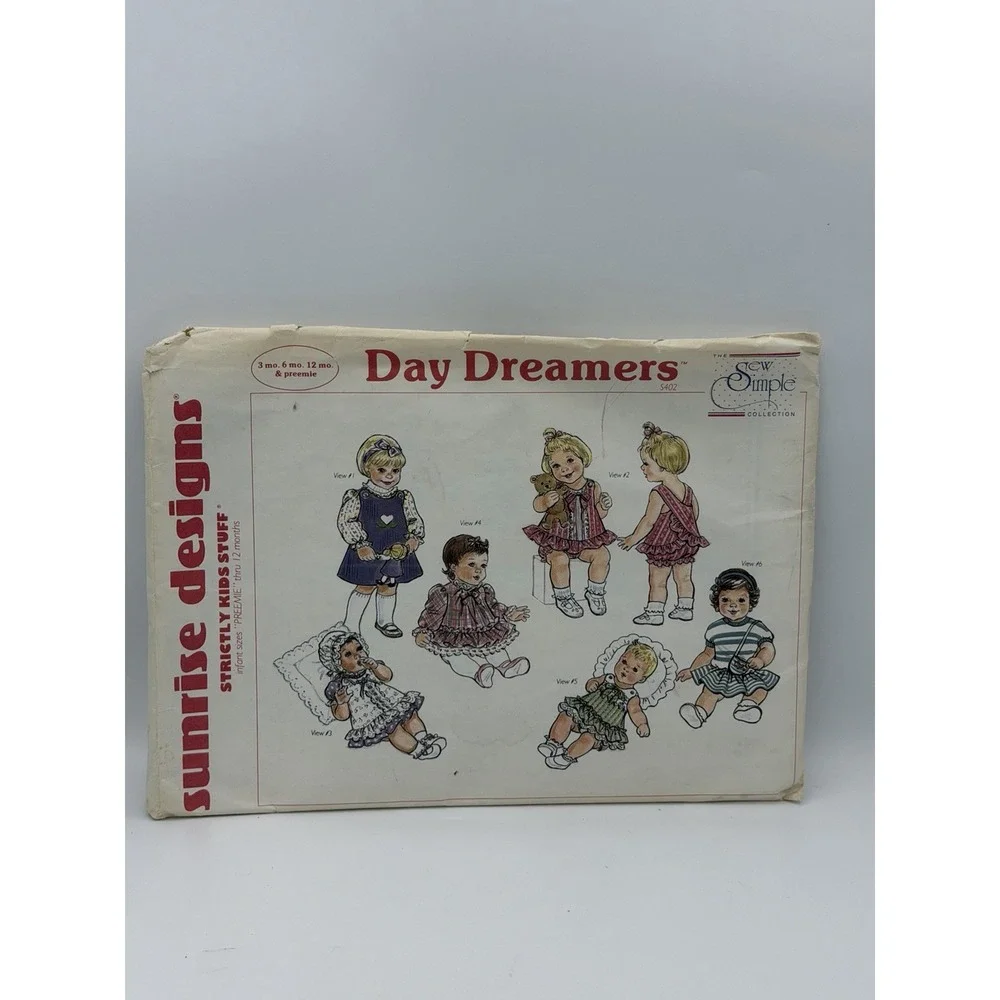 Vintage UNCUT Sunrise Designs Day Dreamers 1988 S402 dress jmper pinafore +